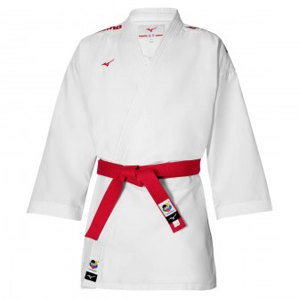 Chaqueta karategi Mizuno Toshi blanco/rojo